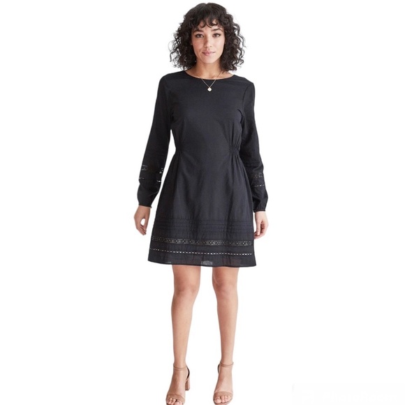 VETTA Dresses & Skirts - Vetta Capsule Long Sleeve Lace Dress Black Organic Cotton Size Large